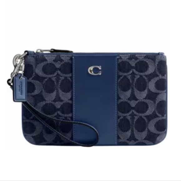 Coach Blue Denim Large Wristlet - Picture 1 of 1